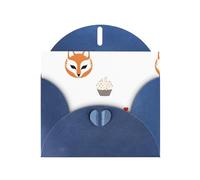 WHJSHOP Blue Greeting Card Fox mask next to the cupcake Printing Perfect for Valentine's Day, Wedding Anniversary & Party Invitations