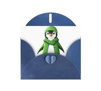 WHJSHOP Blue Greeting Card Green clothes penguin Printing Perfect for Valentine's Day, Wedding Anniversary & Party Invitations