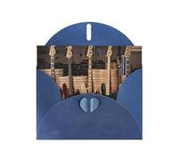 WHJSHOP Blue Greeting Card Guitar Bass Music Musical Instruments Pattern 4x6in for Christmas, children's birthdays, Valentine's Day, wedding anniversaries, and party invitations