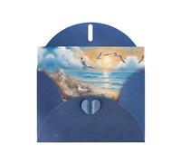 WHJSHOP Blue Greeting Card Many cute seagulls Pattern 4x6in for Christmas, children's birthdays, Valentine's Day, wedding anniversaries, and party invitations