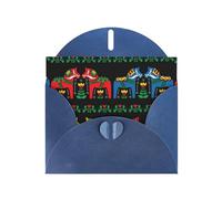 WHJSHOP Blue Greeting Card Runner Swedish Dala Horse Folk Pattern 4x6in for Christmas, children's birthdays, Valentine's Day, wedding anniversaries, and party invitations