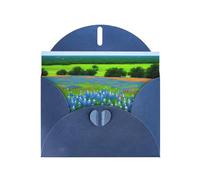 WHJSHOP Blue Greeting Card Texas Bluebonnets Scenery Pattern 4x6in for Christmas, children's birthdays, Valentine's Day, wedding anniversaries, and party invitations