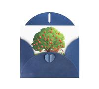WHJSHOP Blue Greeting Card The apple tree next to the cottage Printing Perfect for Valentine's Day, Wedding Anniversary & Party Invitations
