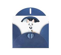 WHJSHOP Blue Greeting Card White fox holding an umbrella Printing Perfect for Valentine's Day, Wedding Anniversary & Party Invitations