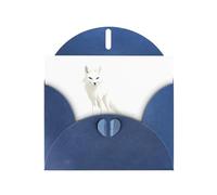 WHJSHOP Blue Greeting Card White fox in the desert Printing Perfect for Valentine's Day, Wedding Anniversary & Party Invitations