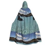 WHJSHOP Blue Lagoon Printing Halloween Adult Hooded Cape Large Hooded Cloak with Bow Tie, No Zipper