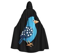 WHJSHOP Blue polka dot bird Pattern Halloween Adult Hooded Cloak No Zipper, Comfortable & Durable for Role-Playing