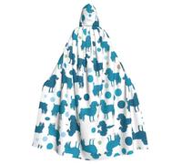 WHJSHOP Blue Poodle Polka Dot Pattern Halloween Adult Hooded Cloak No Zipper, Comfortable & Durable for Role-Playing