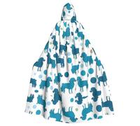 WHJSHOP Blue Poodle Polka Dot Picture Halloween Adult Hooded Cape Men'S And Women'S Clothing Mantle Role-Playing