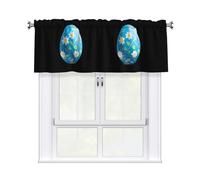 WHJSHOP Blue Printed Easter Eggs Prints Cozy Kitchen Window Layer - 54x18 Inch Peach Skin Valance with Filtered Light