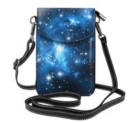 WHJSHOP Blue Shining Stars Picture Small Leather Women'S Crossbody Flip Phone Bag, Waterproof And Durable