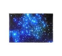 WHJSHOP Blue Shining Stars Prints Quality Table Layers - Heat Resistant Place Mat Covers, Durable 6-Piece Set with Printed Designs