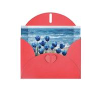 WHJSHOP Blue Tulips by the Sea Prints Greeting Card - Premium Pearlescent Paper, Double Sided Pearl Effect, Love Buckle Pearl Paper Envelope