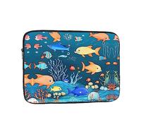 WHJSHOP Blue Underwater World of Fish Picture Laptop Case - Shockproof Portable Laptop Sleeve Bag for Men and Women Business Travel, School, and Office Daily Use