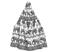 WHJSHOP Bohemian Elephant Pattern Prints Hooded Cloak - Dramatic Long-Sleeve Cosplay Cover