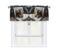 WHJSHOP Books On Teddy Bears Prints Bright & Cozy Kitchen Window Layer - 54x18 Inch Peach Skin Valance for a Welcoming Home