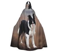 WHJSHOP Border Collie Pattern Halloween Adult Hooded Cloak No Zipper, Comfortable & Durable for Role-Playing