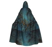 WHJSHOP Branches under the night sky Prints Adult Hooded Cape Cloak for Halloween, Role-Playing, and Costume Parties
