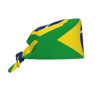 WHJSHOP Brazilian Flag Pattern Cleaning Working Cap Chef Hat for Women and Men, for Surgical, Nursing Black