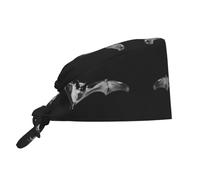 WHJSHOP Breathable Work Hat Bats in The Sky Printing for Chef, Nursing, Spa, Facial Care, Fitness Black