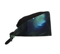 WHJSHOP Breathable Work Hat Cat in The Vine Printing for Chef, Nursing, Spa, Facial Care, Fitness Black
