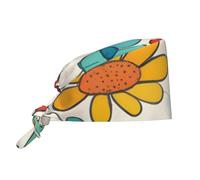 WHJSHOP Breathable Work Hat Colored Flower Printing for Chef, Nursing, Spa, Facial Care, Fitness Black