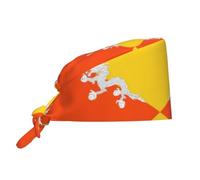 WHJSHOP Breathable Work Hat Flag of The Kingdom of Bhutan Printing for Chef, Nursing, Spa, Facial Care, Fitness Black