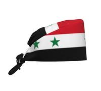 WHJSHOP Breathable Work Hat Flag of The Syrian Arab Republic Printing for Chef, Nursing, Spa, Facial Care, Fitness Black