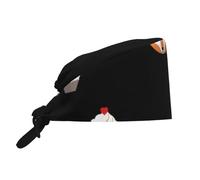 WHJSHOP Breathable Work Hat Fox mask Next to The Cupcake Printing for Chef, Nursing, Spa, Facial Care, Fitness Black