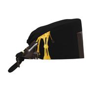 WHJSHOP Breathable Work Hat Giraffe Playing The Piano Printing for Chef, Nursing, Spa, Facial Care, Fitness Black