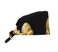 WHJSHOP Breathable Work Hat Golden Print on The Eggs Printing for Chef, Nursing, Spa, Facial Care, Fitness