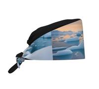 WHJSHOP Breathable Work Hat Penguin Antarctica Ice Printing for Chef, Nursing, Spa, Facial Care, Fitness Black