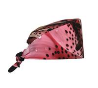 WHJSHOP Breathable Work Hat Polka Dot Pink Flower Printing for Chef, Nursing, Spa, Facial Care, Fitness