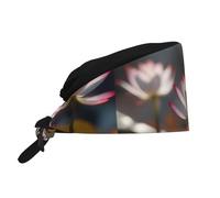 WHJSHOP Breathable Work Hat Pretty Lotus Flower Pattern Premium Peach Skin Velvet Adjustable, Soft, Versatile