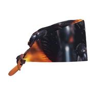 WHJSHOP Breathable Work Hat Spider in The Light Printing for Chef, Nursing, Spa, Facial Care, Fitness Black