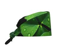 WHJSHOP Breathable Work Hat St Patricks Day Leaves Printing for Chef, Nursing, Spa, Facial Care, Fitness Black