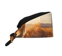 WHJSHOP Breathable Work Hat The Puma Runs on The Prairie Printing for Chef, Nursing, Spa, Facial Care, Fitness Black