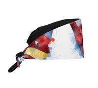 WHJSHOP Breathable Work Hat The Star-Spangled Banner Printing for Chef, Nursing, Spa, Facial Care, Fitness Black