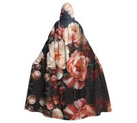 WHJSHOP Bright white peonies Pattern Halloween Adult Hooded Cloak is a super large, comfortable, and durable cloak