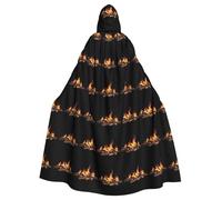 WHJSHOP Burning bonfire Picture Adult Hooded Cape Cloak for Halloween, Role-playing Costumes, and Theme Parties