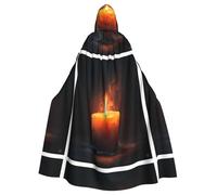 WHJSHOP Burning candles Pattern Adult Hooded Cape Cloak for Halloween, Role-playing, and Costume Parties