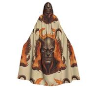 WHJSHOP Burning Devil Pattern Adult Hooded Cape Cloak for Halloween, Role-playing, and Costume Parties