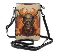 WHJSHOP Burning Devil Picture Small Leather Women'S Crossbody Flip Phone Bag, Waterproof And Durable