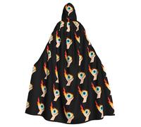 WHJSHOP Burning eyeball on palm Picture Adult Hooded Cape Cloak for Halloween, Role-playing Costumes, and Theme Parties