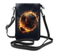 WHJSHOP Burning Football Picture Small Leather Women'S Crossbody Flip Phone Bag, Waterproof And Durable