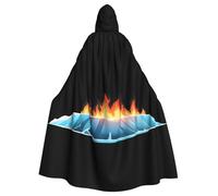 WHJSHOP Burning Iceberg Pattern Halloween Adult Hooded Cloak No Zipper, Comfortable & Durable for Role-Playing