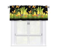WHJSHOP Butterflies and chicks in the garden Picture curtain with short pole, 54x18in for kitchen, bathroom, laundry room, and studio windows, featuring a light filtering