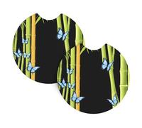 Whjshop Butterflies in The Bamboo Forest Prints Car Interior Cup Holder Pad 2 Pc Waterproof & Quick for Cars, Trucks, Suvs, and Ships
