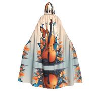 WHJSHOP Butterfly And Cello Pattern Halloween Adult Hooded Cloak is a super large, comfortable, and durable cloak