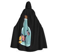 WHJSHOP Butterfly in a glass bottle Pattern Halloween Adult Hooded Cloak No Zipper, Comfortable & Durable for Role-Playing